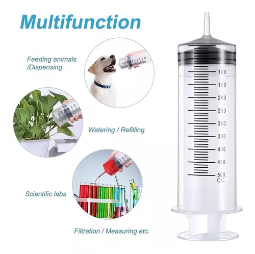 Jeringa grande de 500/18.6 fl oz con medidas, estéril individual sellado,  uso industrial para jardinería, hogar, hidroponía, pintura al óleo, arte
