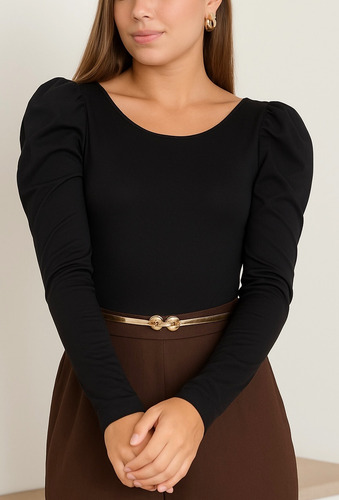 Body Microfibra Espalda Descubierta Mujer Negro Liso Único