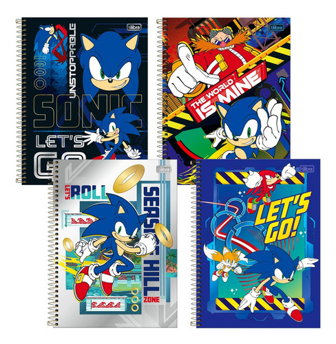  Foroni Sonic Sonic the Hedgehog 96 folhas  papel offset 56g/m² 1 assuntos unidade x 1 1cm x 21cm cor multicolorido