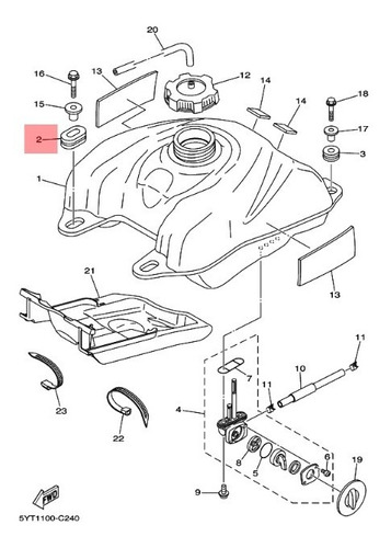 Goma Delantera Tanque Nafta Yamaha Raptor 350- Panella