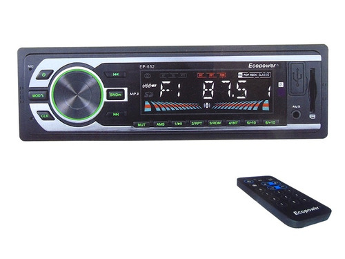 Toca Rádio Ecopower Bluetooth - Usb - Fm - Sd - Aux Controle