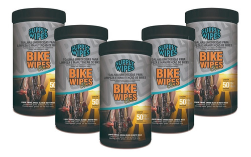 Lenços Umedecida Bike Wipes Kit Com 5 Suppy Wipes