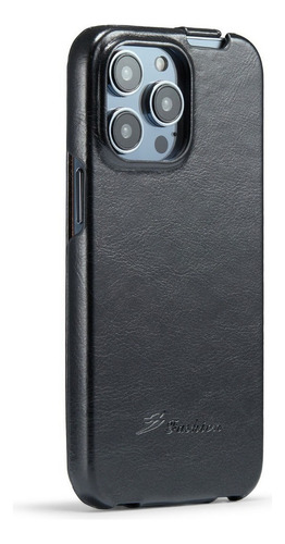Capa De Couro Com Abertura Superior E Inferior Para iPhone