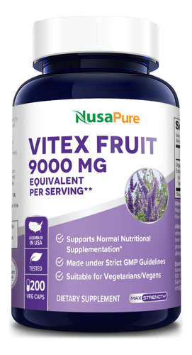 Nusapure Vitex Chasteberry Fruit 20:1 Extracto 9,000 Mg -200