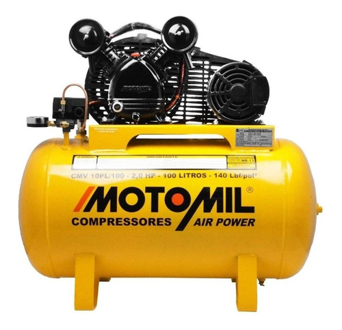 Compressor de ar elétrico Motomil Air Power CMV-10PL/100 monofásica 100L 2hp 127V/220V 60Hz amarelo
