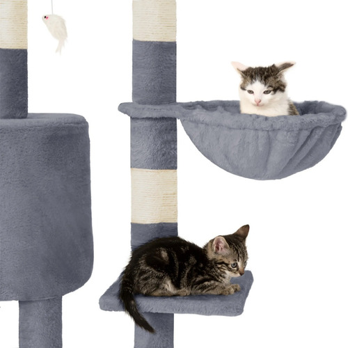 Imagen 6 de 9 de Rascador Casa De Gato Color Gris 140 Cm Mod Cat803de
