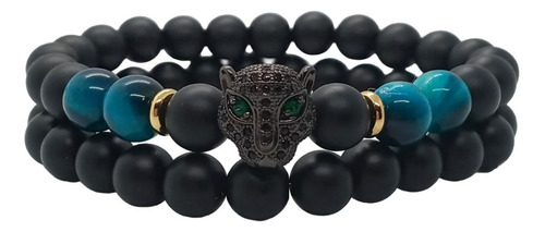  Pulsera Hombre Leopardo Ágata   - Lucyana Tienda Mística