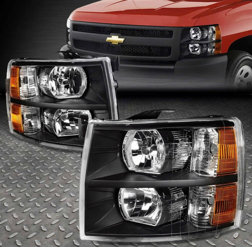 Faros Delanteros Chevrolet Silverado 2007-2014 Fondo Negro