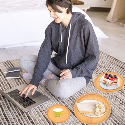 Charolas Bandeja Servicio Multiusos Bambu Portatil Set 3 Pzs