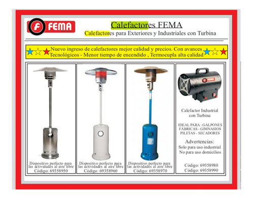Imagen 3 de 7 de Calefactor Gas Cañon Fema Turbina Aire 10kw 8600 Calorias