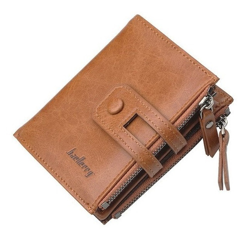 Cartera Billetera Para Hombre Caballero 2 Monederos Premium Color Café/café Diseño De La Tela Liso