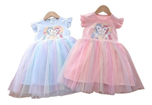 Bello Vestido Azul O Rosa Para Niña Tutu Unicornio Verano E1