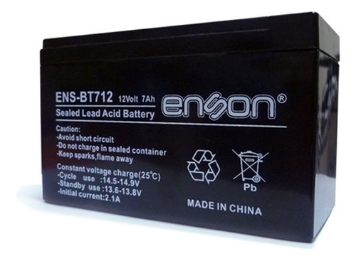 Bateria Pila Recargable De Respaldo 12v 7a Enson Ens-bt712