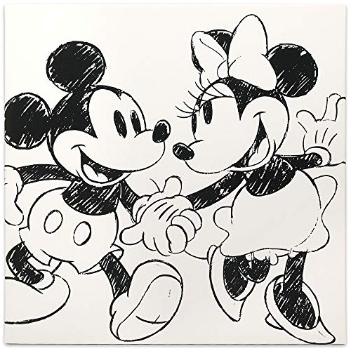 Cuadro De Lienzo Blanco Y Negro De Mickey Y Minnie De D...