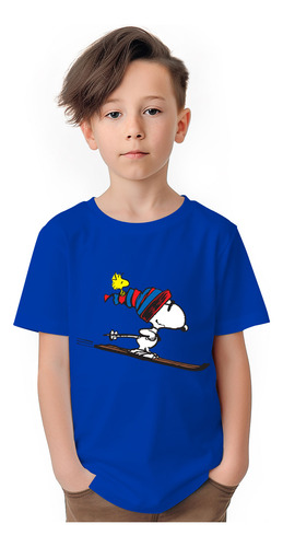 Polera Niños Snoopy Esqui Ski Skiing Peanuts Algodon Wiwi