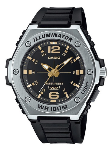 Reloj Casio Mwa-100h-1a2vcf Illuminator Men's Quartz Sport Color de la correa Negro Color del bisel Plateado Color del fondo Negro