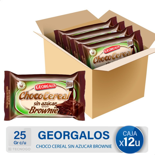 Caja Chocolate Con Cereal Georgalos Brownie Sin Azucar
