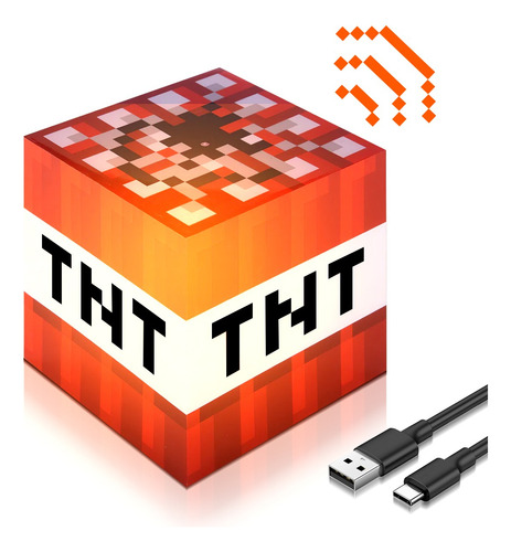 Lámpara Minecraft Tnt Decorativo Recargable Led Luz Nocturna