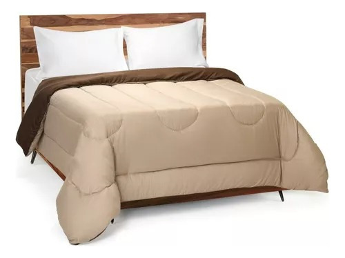Acolchado De 2 1/2pl. Reversible Directo De Fabrica Color Chocolate/natural