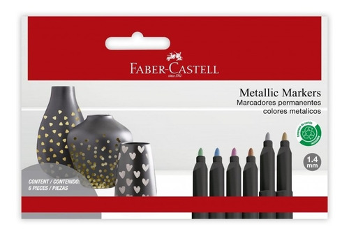 Set De 6 Marcadores Metálicos Permanentes Faber Castell