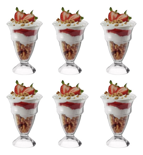 Set Vasos Copas Para Helados Cocteles Cristal 250 Ml 6 Pzs Color Transparente