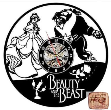 Reloj Corte Laser 1045 Disney Bella Y Bestia Siluetas