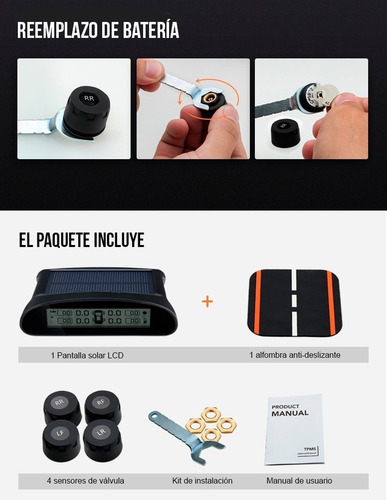 Imagen 6 de 9 de Tpms Monitoreo Sensor Presion Llantas Con Monitor Universal
