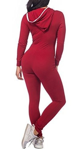 Imagen 2 de 6 de Coolooc Mono Con Capucha Para Mujer Manga Larga Bolsillos Co