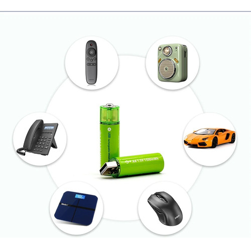 2x Pilas Recargables Usb Pila Aa Recargable Doble A
