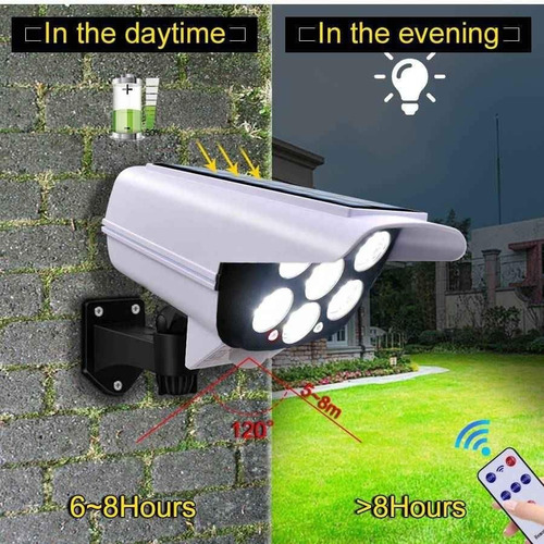 Imagen 3 de 6 de Cámara Falsa De Seguridad Solar Con Control Remoto