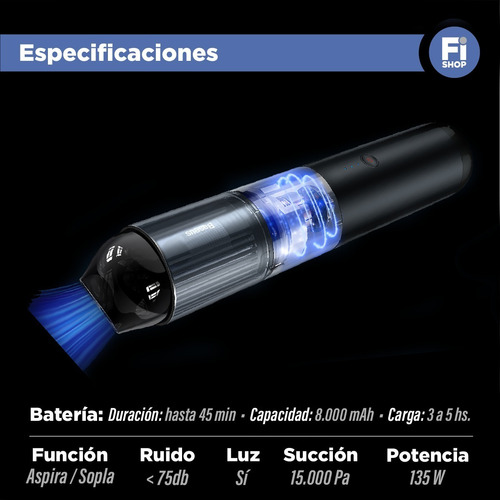 Aspiradora Portátil Inalámbrica Para Automóvil 12v Baseus