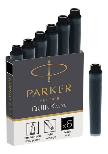 Pack 6 Cartuchos De Tinta Parker Para Pluma Quink Mini