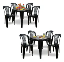 Comprar Kit Com 2 Mesas De Jantar E 8 Cadeiras Bistrô Plástico 182kg Cor Preto Desenho Do Tecido Das Cadeiras Liso
