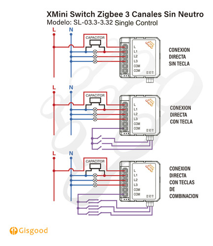 Switch Zigbee Interruptor Smart Sin Neutro Xmini 3 Canales