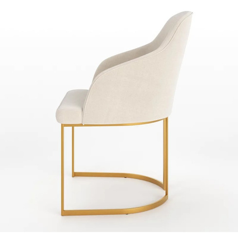 Cadeira Albany Linho Cru Pé Dourado