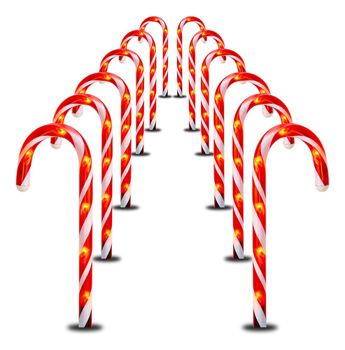 12 Luz De Led Para Estaca De Bastão Doces Bengalas Luz Natal
