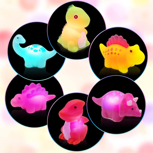 6 Juguetes De Baño Dinosaurios Iluminados, Flotantes Con