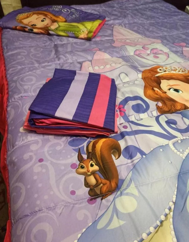 Juego De Colcha Individual Princesa Sofia Con 5 Piezas