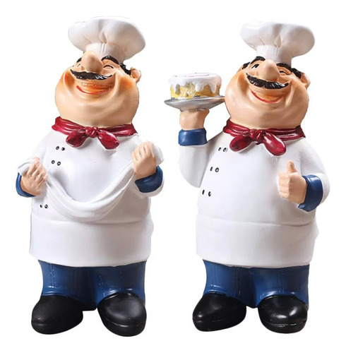 Estatua De 2 Figuras De Chef Para El Hogar, Cocina, Bar, Res