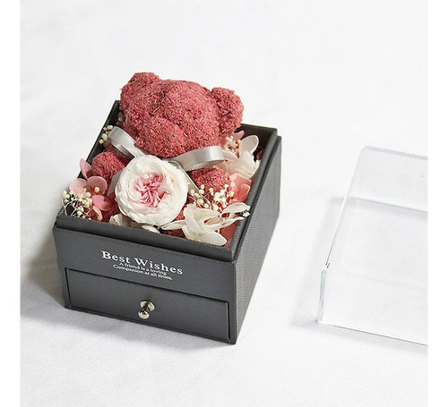 - Caja De Regalo Con Flores Preservadas Con Forma De Oso De