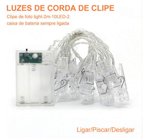 #. Lote De 10 Luces Led De 2 M Con Clip For Fotos,