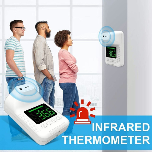 Imagen 3 de 10 de Termómetro Infrarrojo Digital De Pared Con Alarma