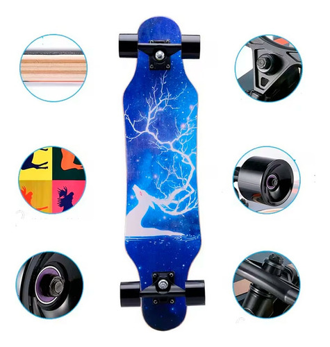 Longboard Skate Patineta Tracks Aluminio Ruedas Silicona