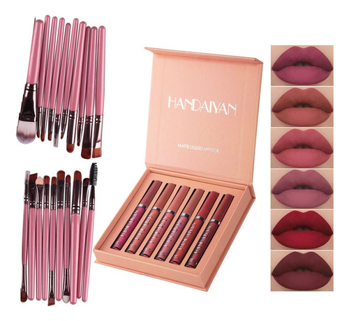 2024 Set 6 Piezas Labiales Indelebles, Kit 20 Brochas