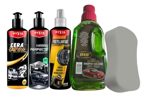 Shampoo Con Cera + Polyllantas + Carnauba + Renovador Negro