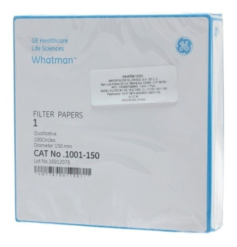 Papel Filtro No. 1 De 15 Cm C/100 Whatman