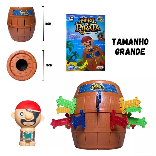 Jogo de Mesa Pula Pirata Barril Grande Brinquedo Infantil Criança