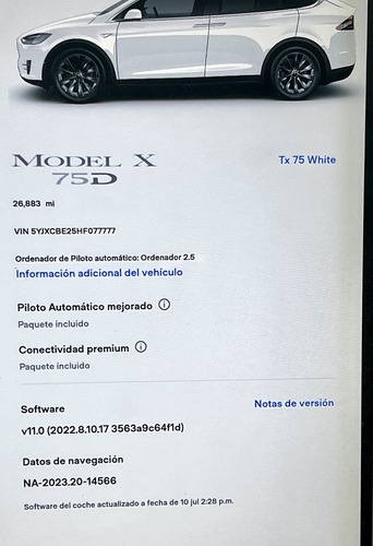 2017 Tesla Modelo X 75d, 6 Pasajeros, Piloto Automatico