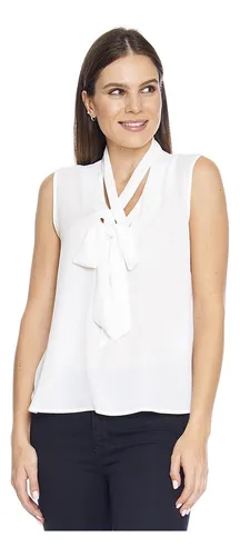 Blusa Para Mujer Manga Corta Con Corbata Ivory Casual Env o gratis