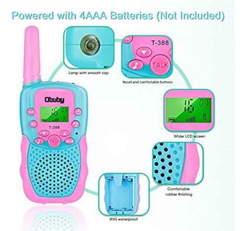 Walkie Talkies Para Niños 3 Pzs Gran Alcance Con Linterna D